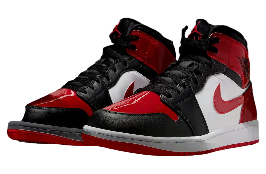 air jordan 1 mid black varsity red 0