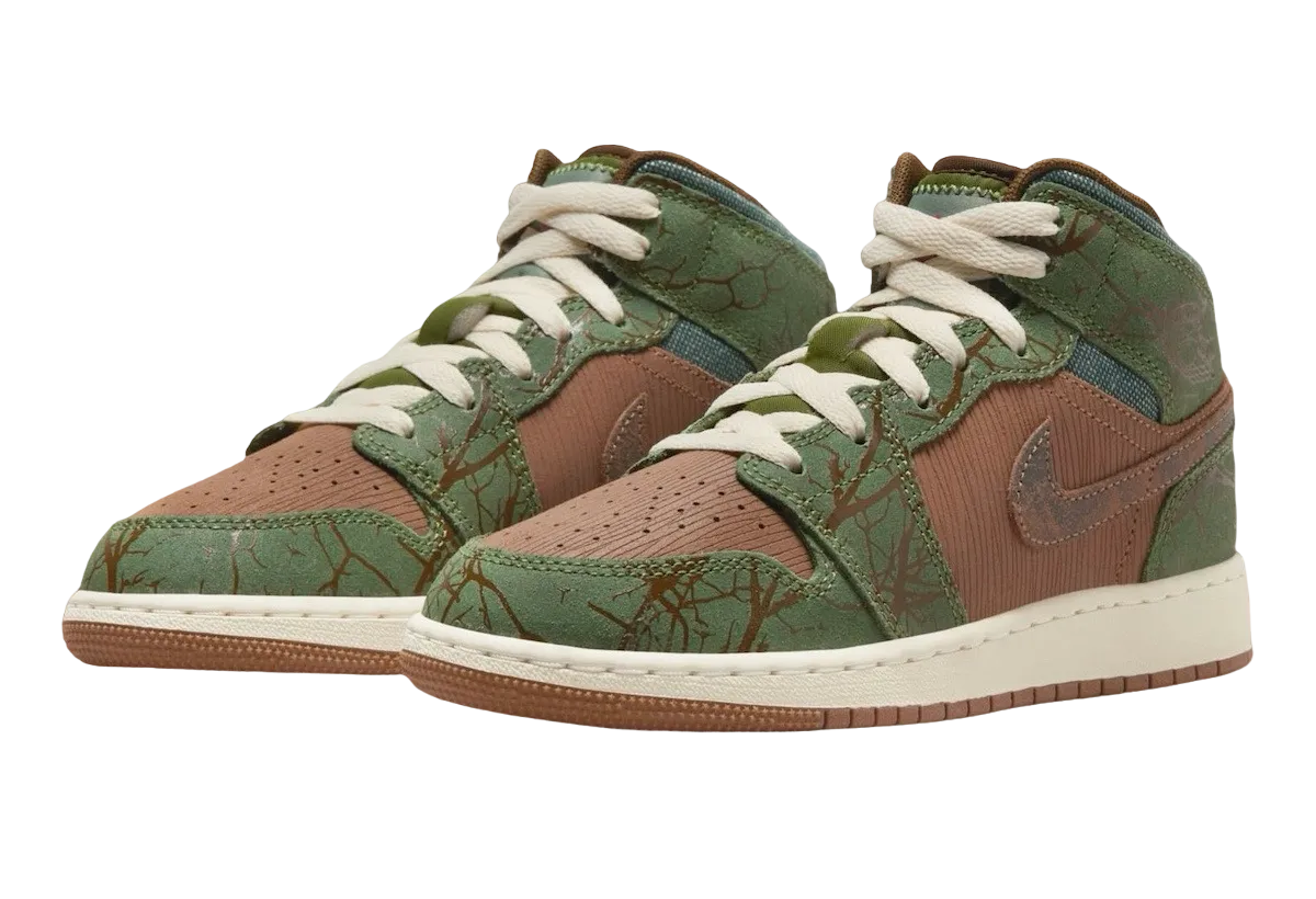air jordan 1 mid gs treeline 0