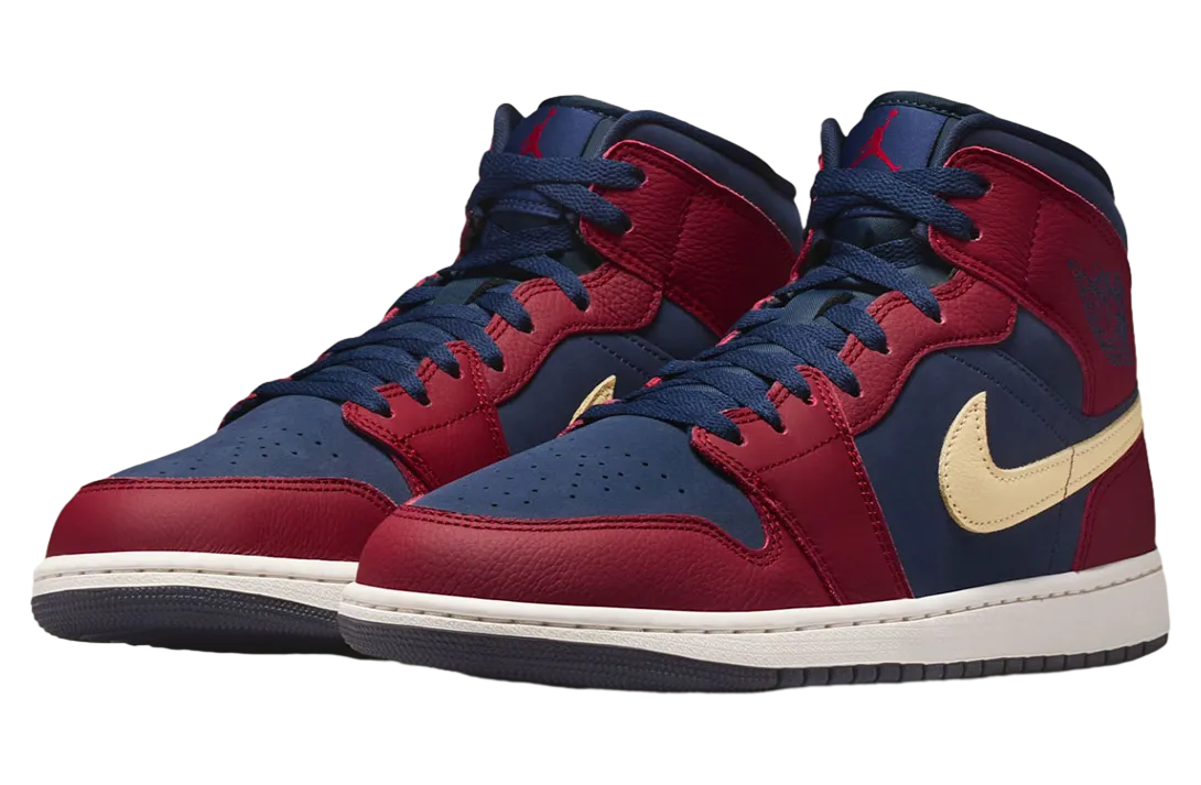 air jordan 1 mid team red obsidian 0