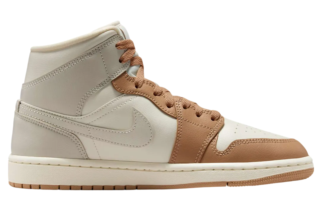 air jordan 1 mid wmns tan toe 0