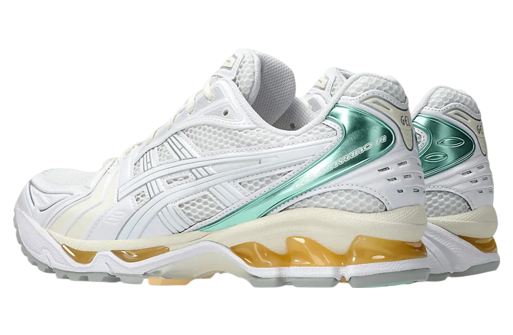 asics gel kayano 14 white green yellow 0