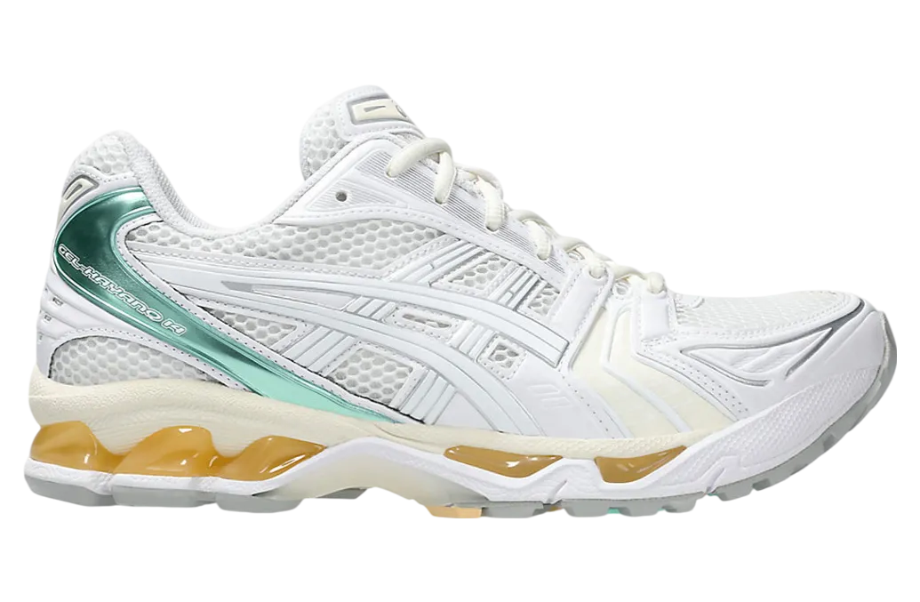 asics gel kayano 14 white green yellow