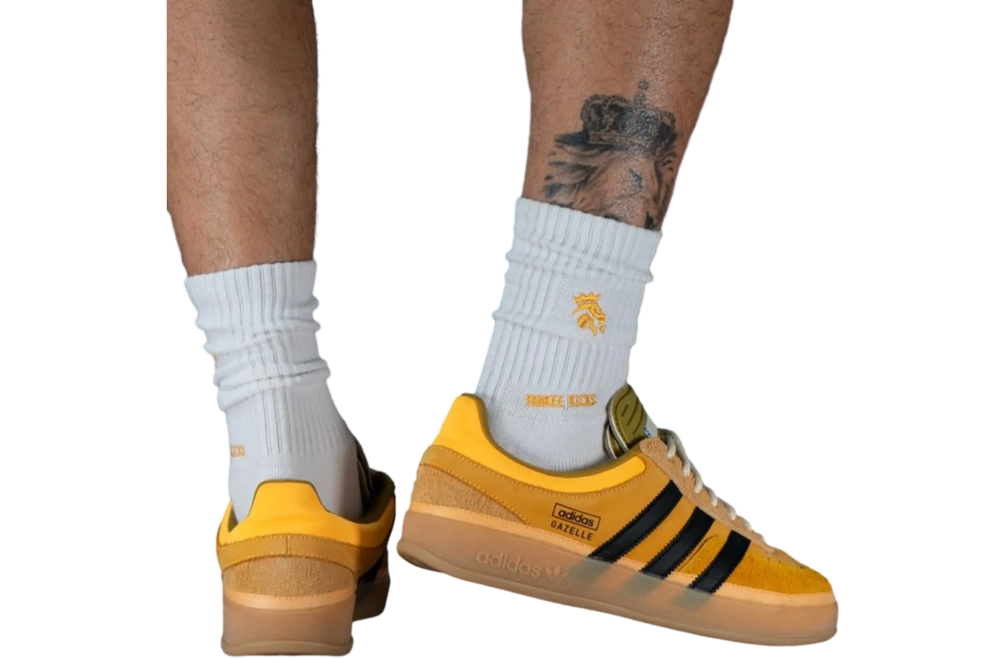 bad bunny x adidas gazelle indoor solar gold core black 4