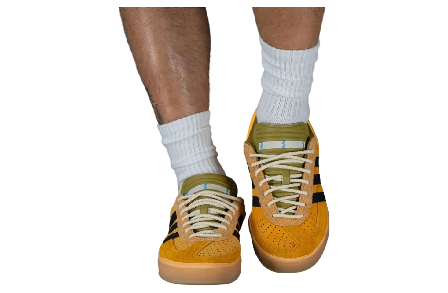 bad bunny x adidas gazelle indoor solar gold core black 5
