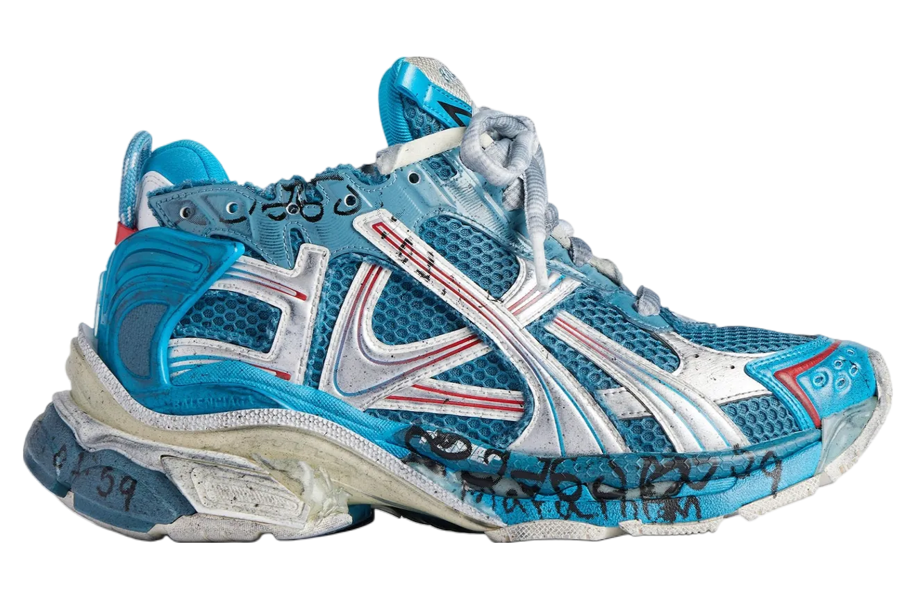 balenciaga runner marathon blue silver