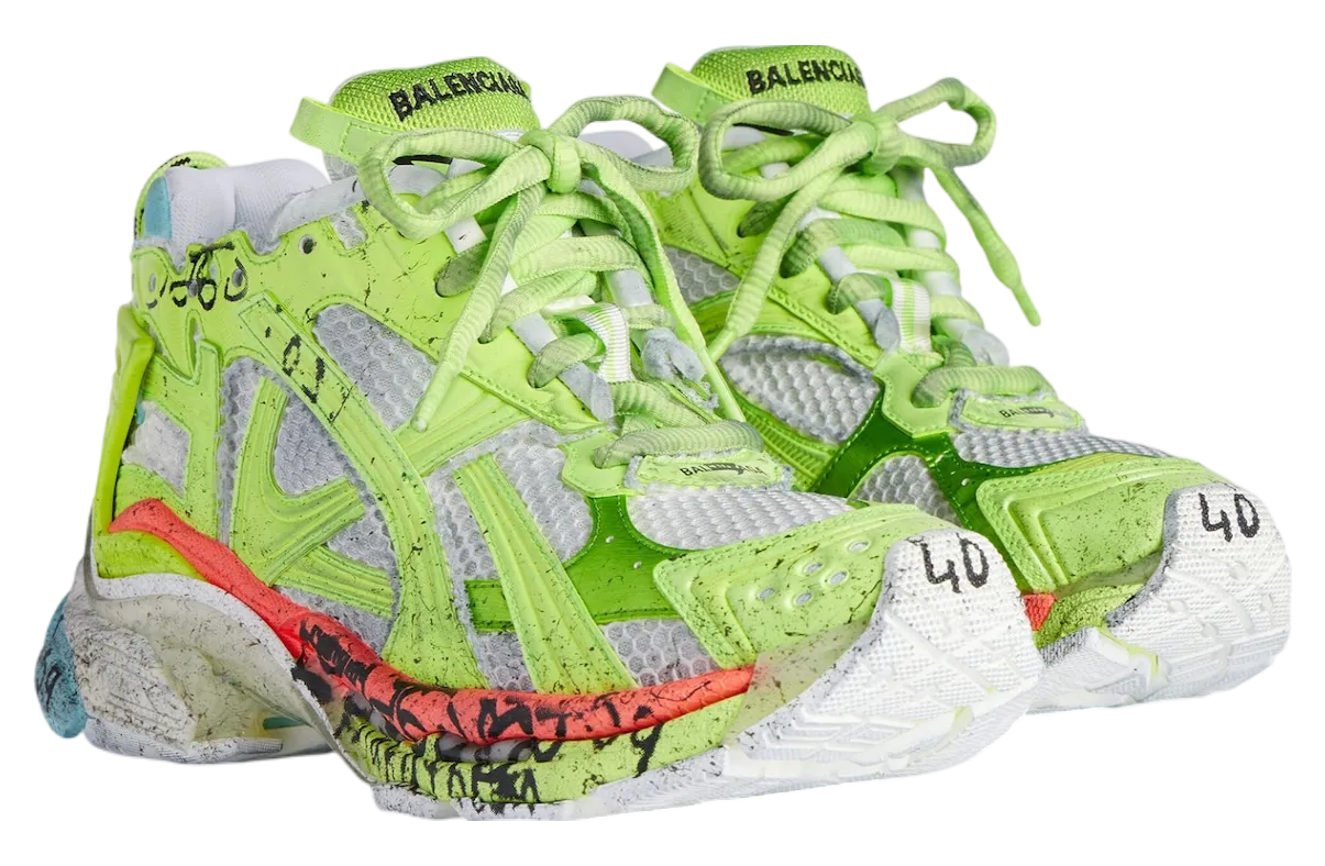 balenciaga runner marathon white neon yellow 0