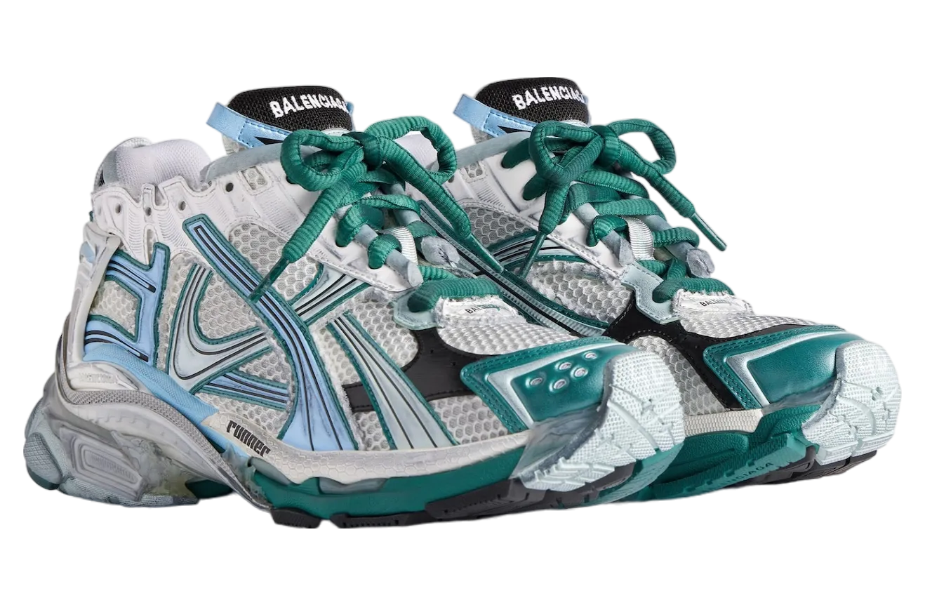 balenciaga runner white green blue 0