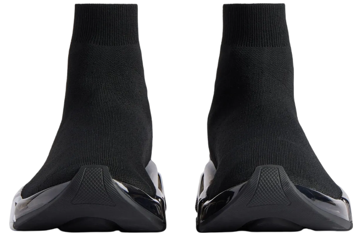 balenciaga speed 2 0 full clear sole graffiti recycled knit wmns black white 1