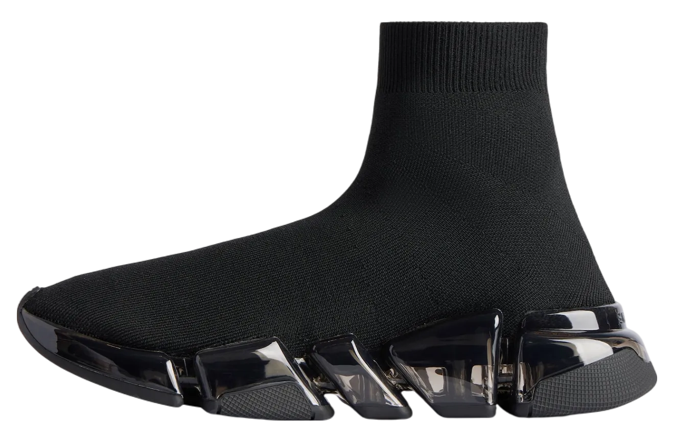 balenciaga speed 2 0 full clear sole graffiti recycled knit wmns black white 2