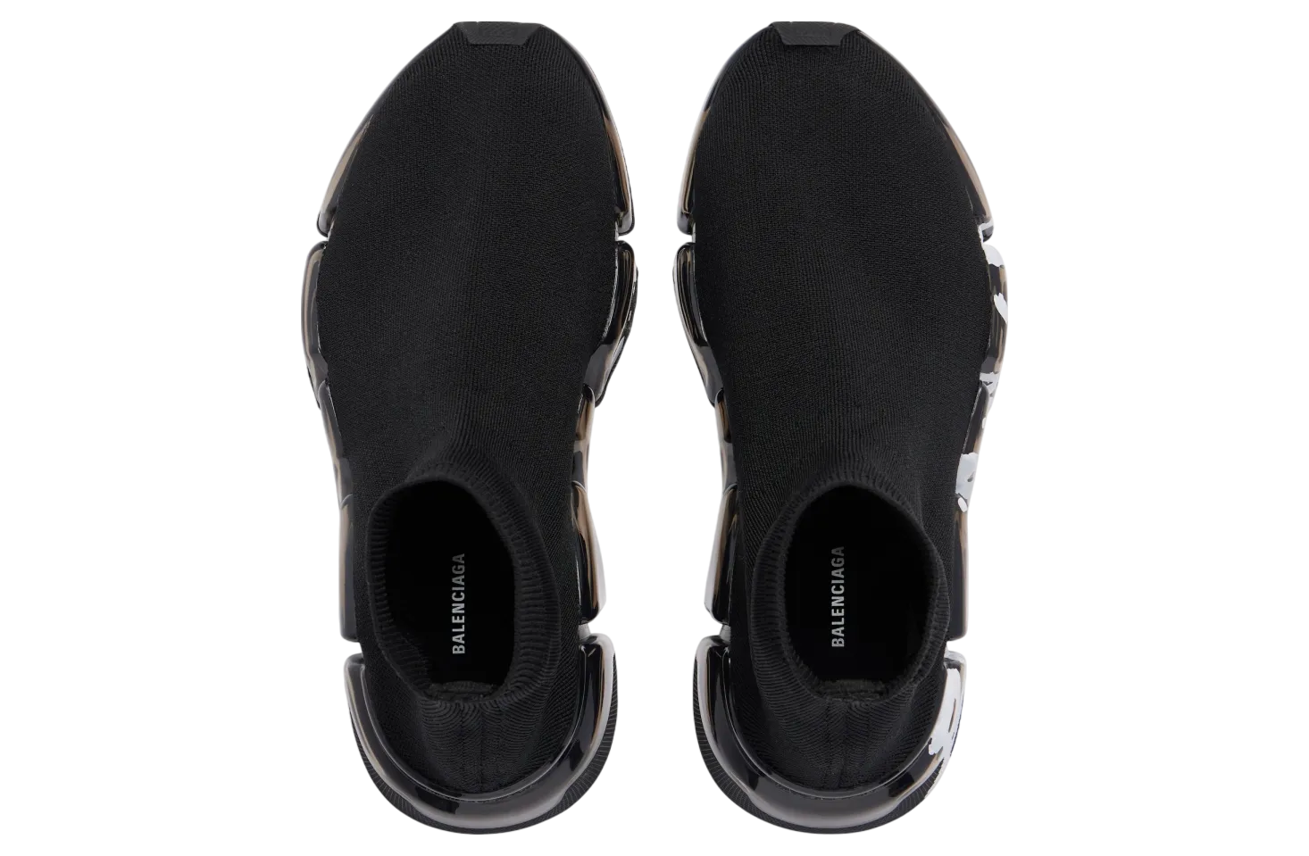 balenciaga speed 2 0 full clear sole graffiti recycled knit wmns black white 4