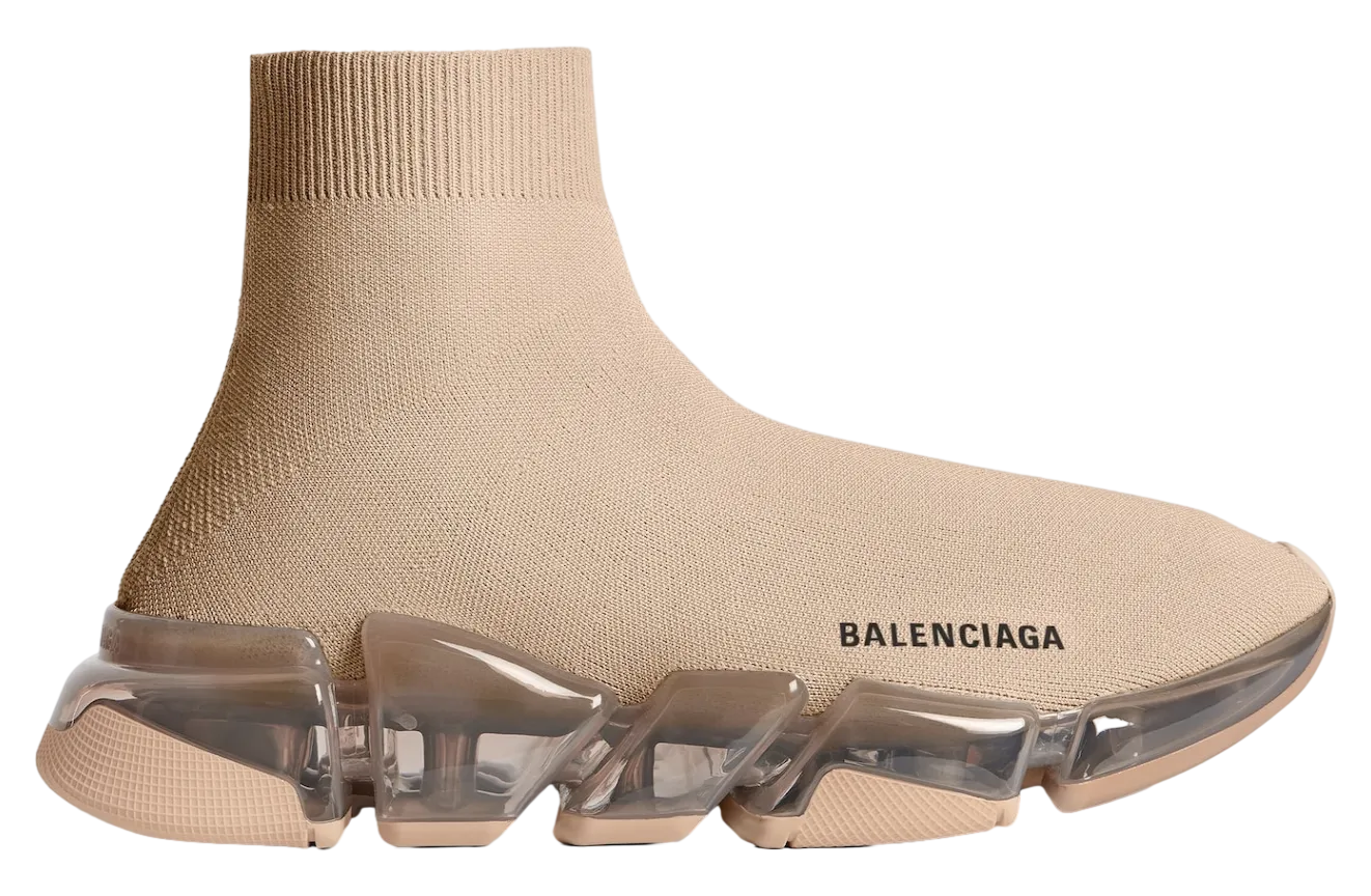 balenciaga speed 2 0 full clear sole recycled knit beige