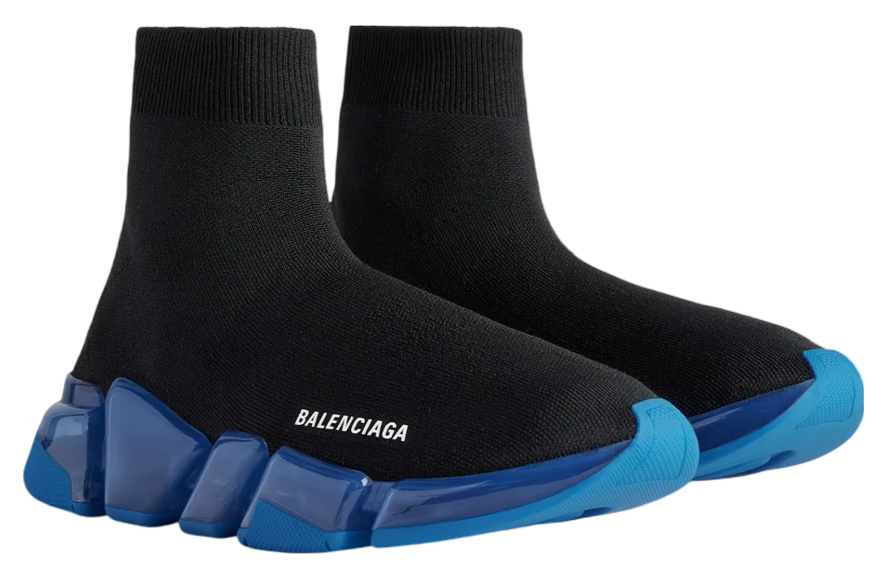 balenciaga speed 2 0 full clear sole recycled knit black blue 0