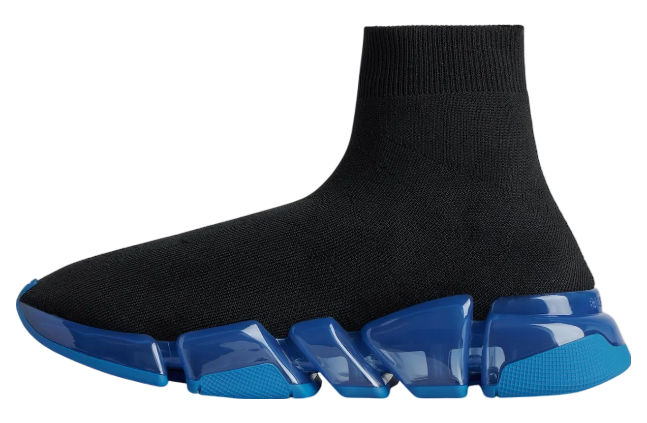 balenciaga speed 2 0 full clear sole recycled knit black blue 2