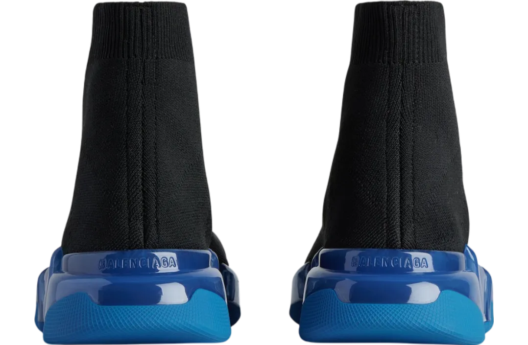 balenciaga speed 2 0 full clear sole recycled knit black blue 3
