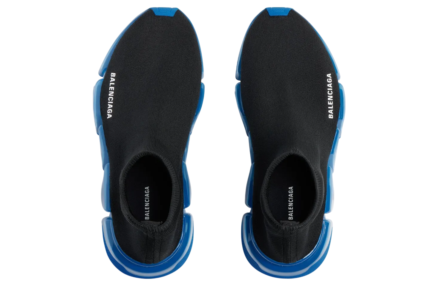 balenciaga speed 2 0 full clear sole recycled knit black blue 4