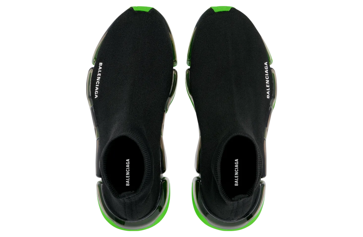 balenciaga speed 2 0 full clear sole recycled knit black neon green 4