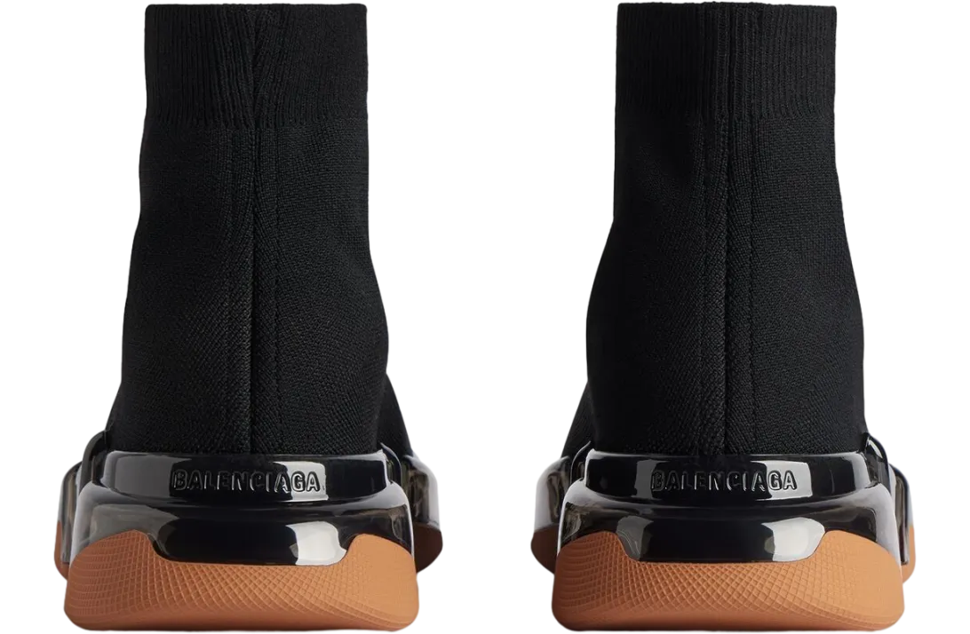 balenciaga speed 2 0 full clear sole recycled knit black orange 3