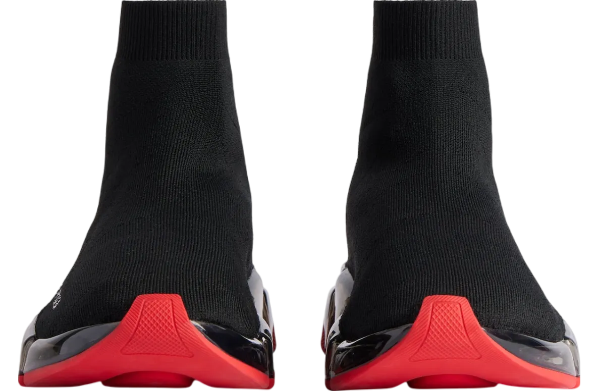 balenciaga speed 2 0 full clear sole recycled knit black red 1