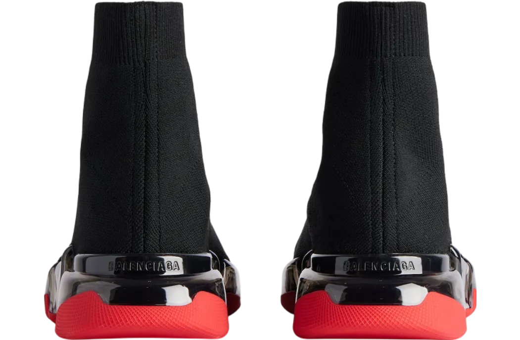 balenciaga speed 2 0 full clear sole recycled knit black red 3