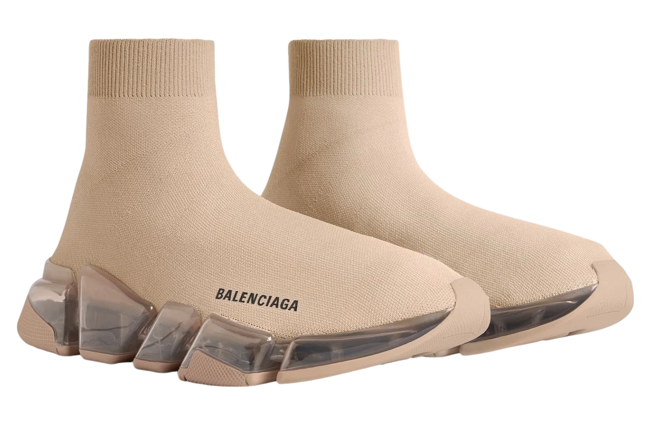 balenciaga speed 2 0 full clear sole recycled knit wmns beige 0