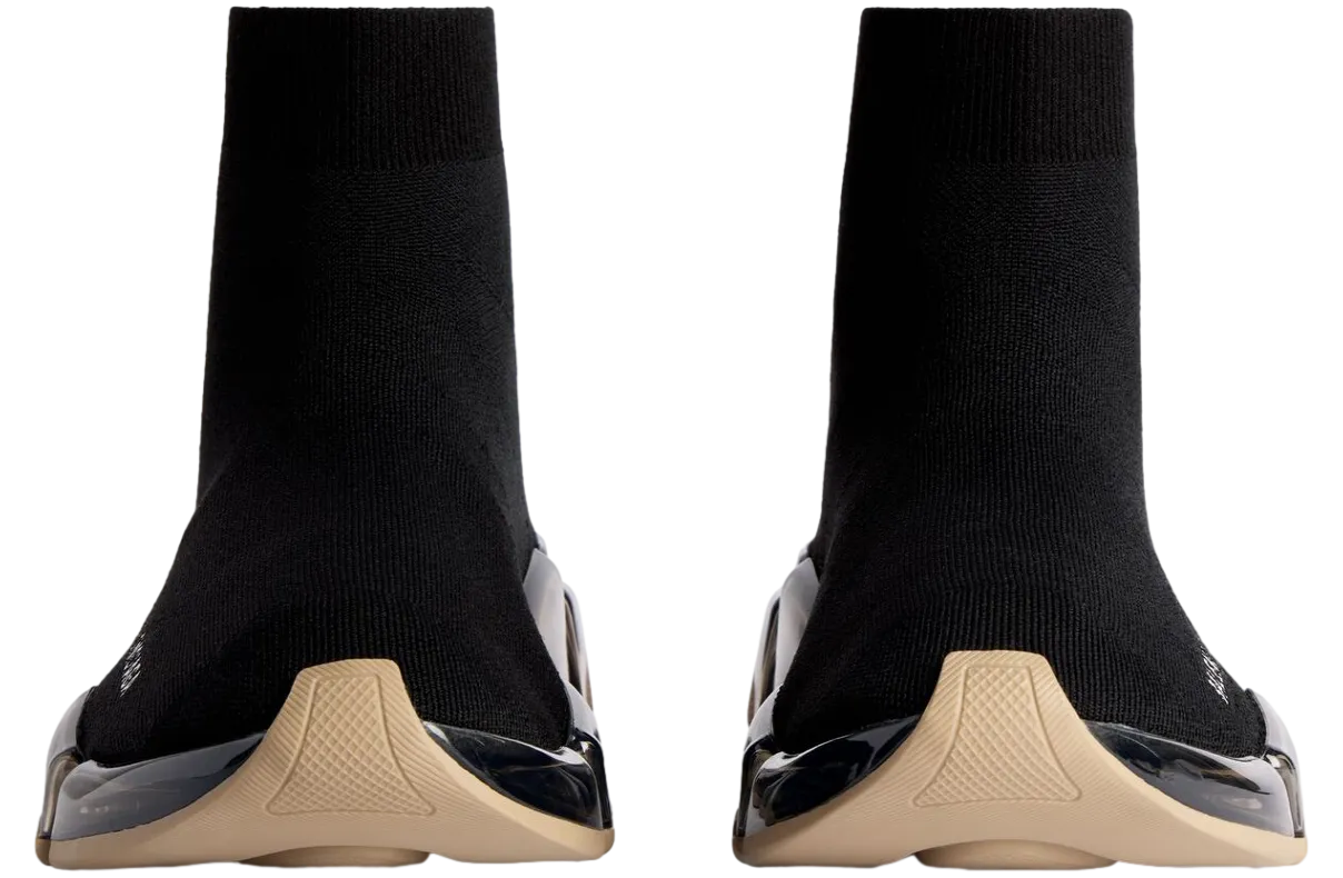 balenciaga speed 2 0 full clear sole recycled knit wmns black beige 1