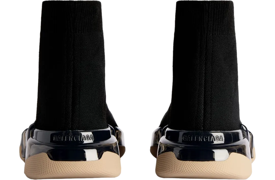 balenciaga speed 2 0 full clear sole recycled knit wmns black beige 3
