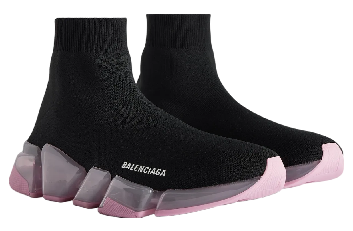 balenciaga speed 2 0 full clear sole recycled knit wmns black rose 0