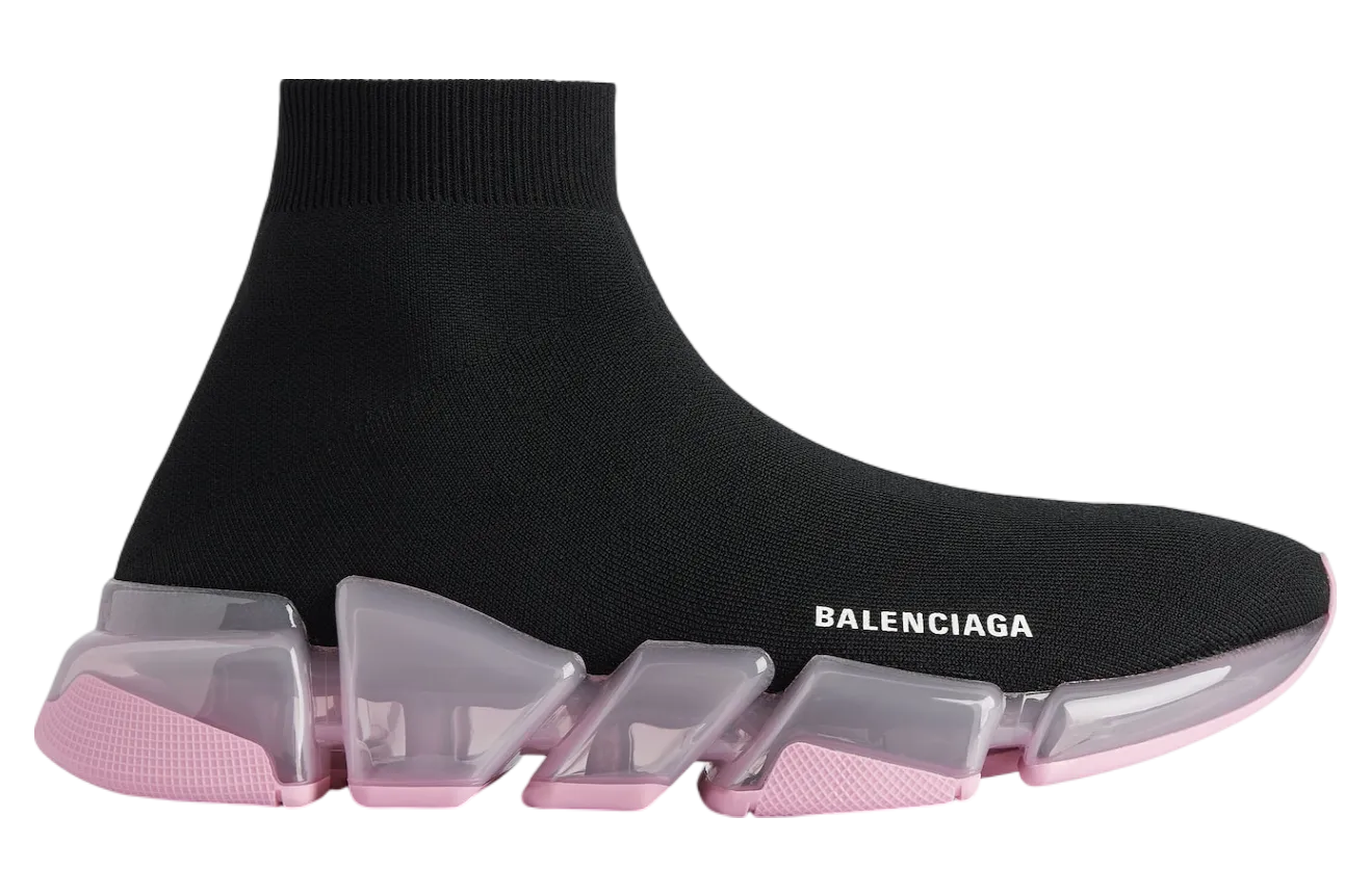 balenciaga speed 2 0 full clear sole recycled knit wmns black rose