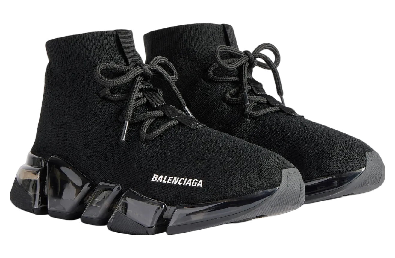 balenciaga speed 2 0 lace up full clear sole recycled knit wmns black 0