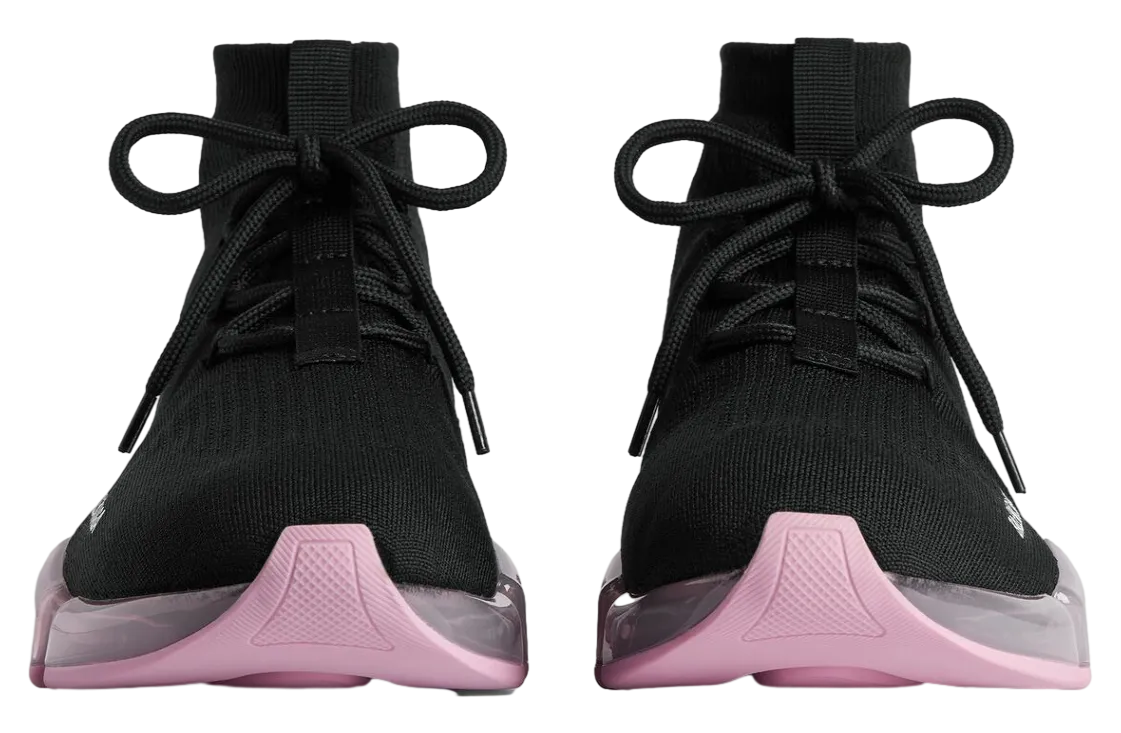 balenciaga speed 2 0 lace up full clear sole recycled knit wmns black light pink 1
