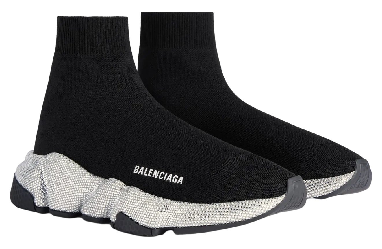 balenciaga speed recycled knit with rhinestones black 0