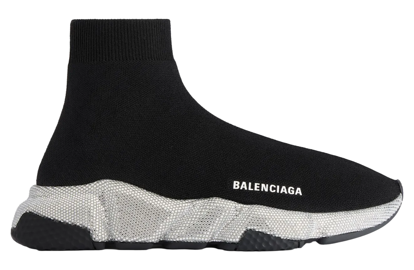 balenciaga speed recycled knit with rhinestones wmns black