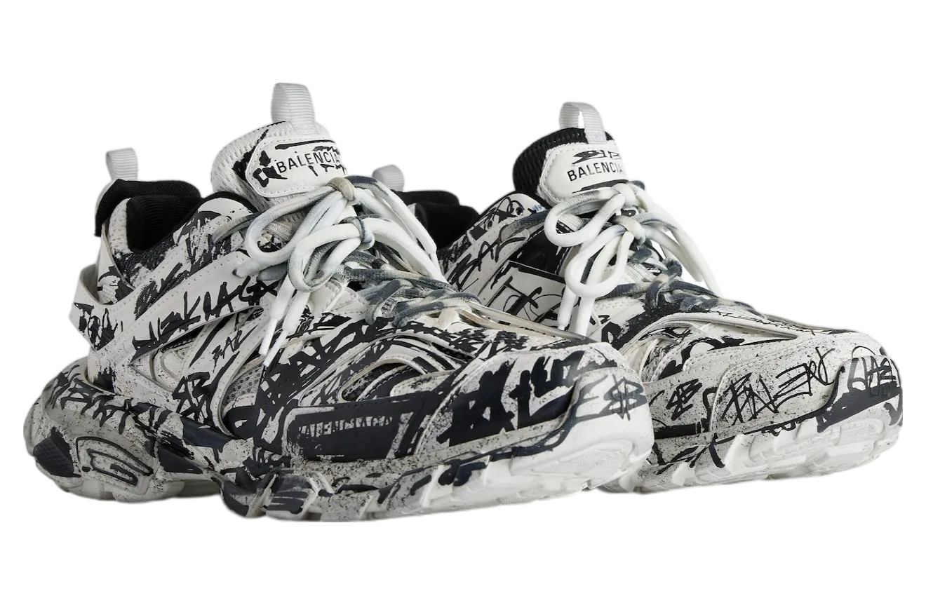 balenciaga track graffiti white black 0