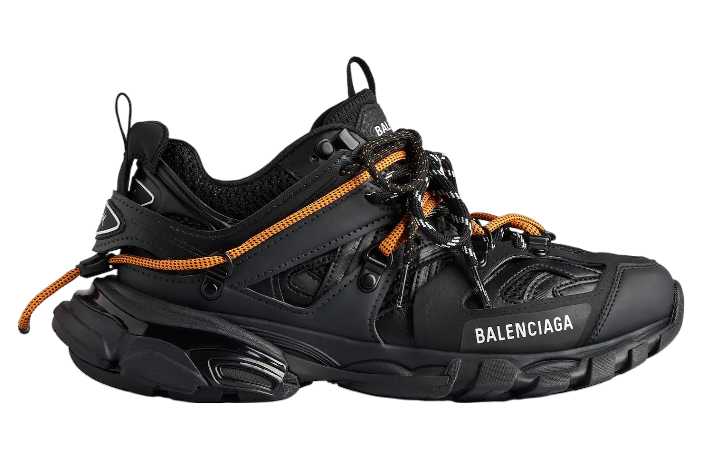 balenciaga track trail laces black orange