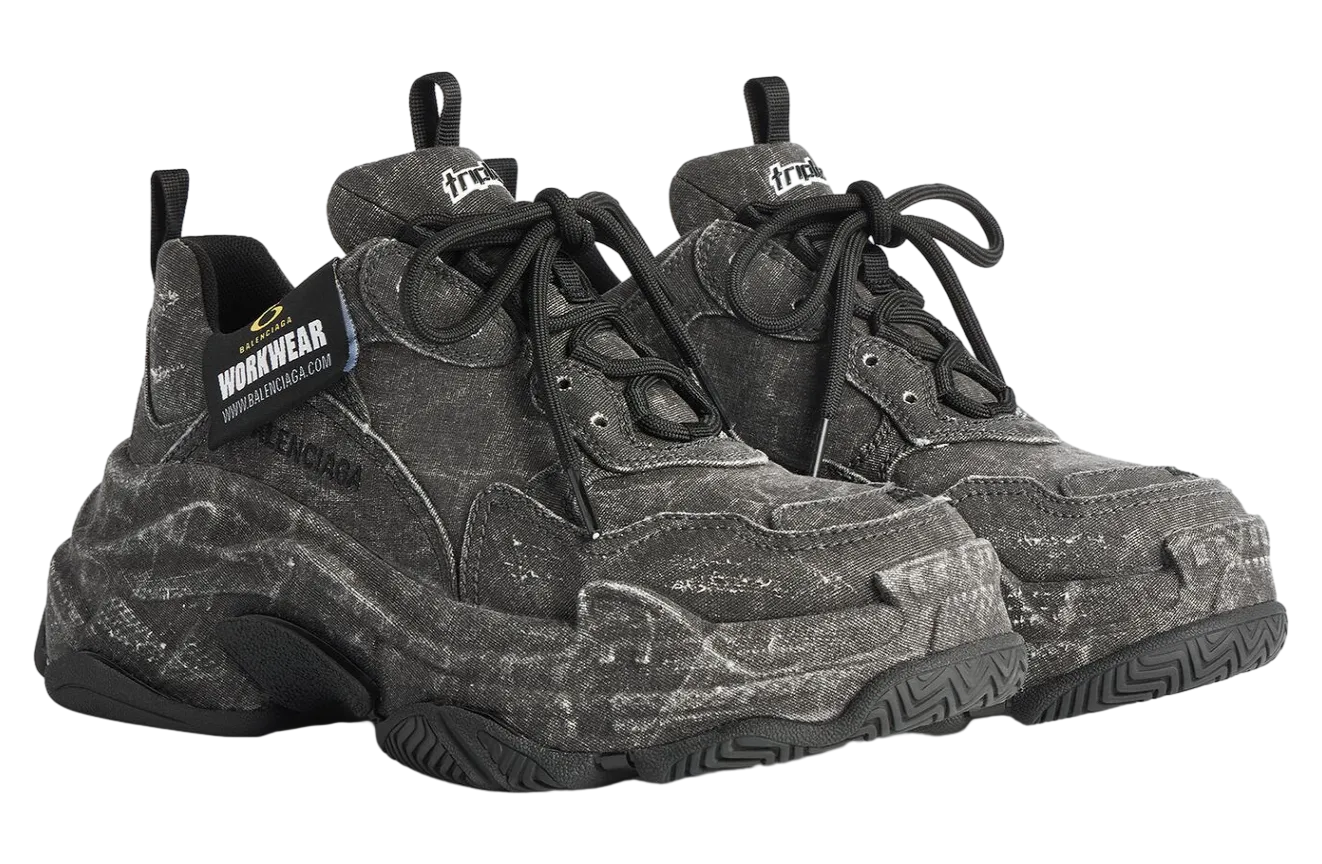 balenciaga triple s canvas black 0