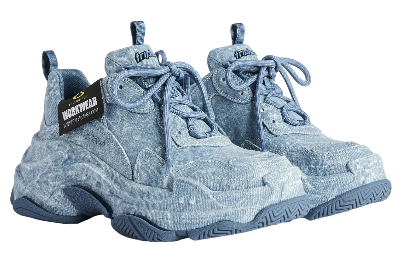balenciaga triple s canvas blue 0