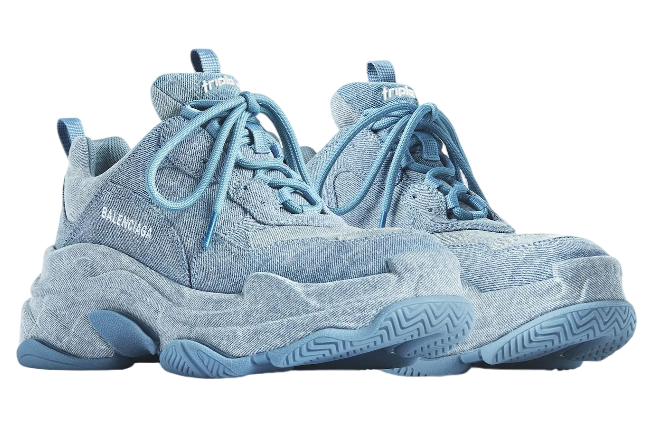balenciaga triple s denim wmns blue 0