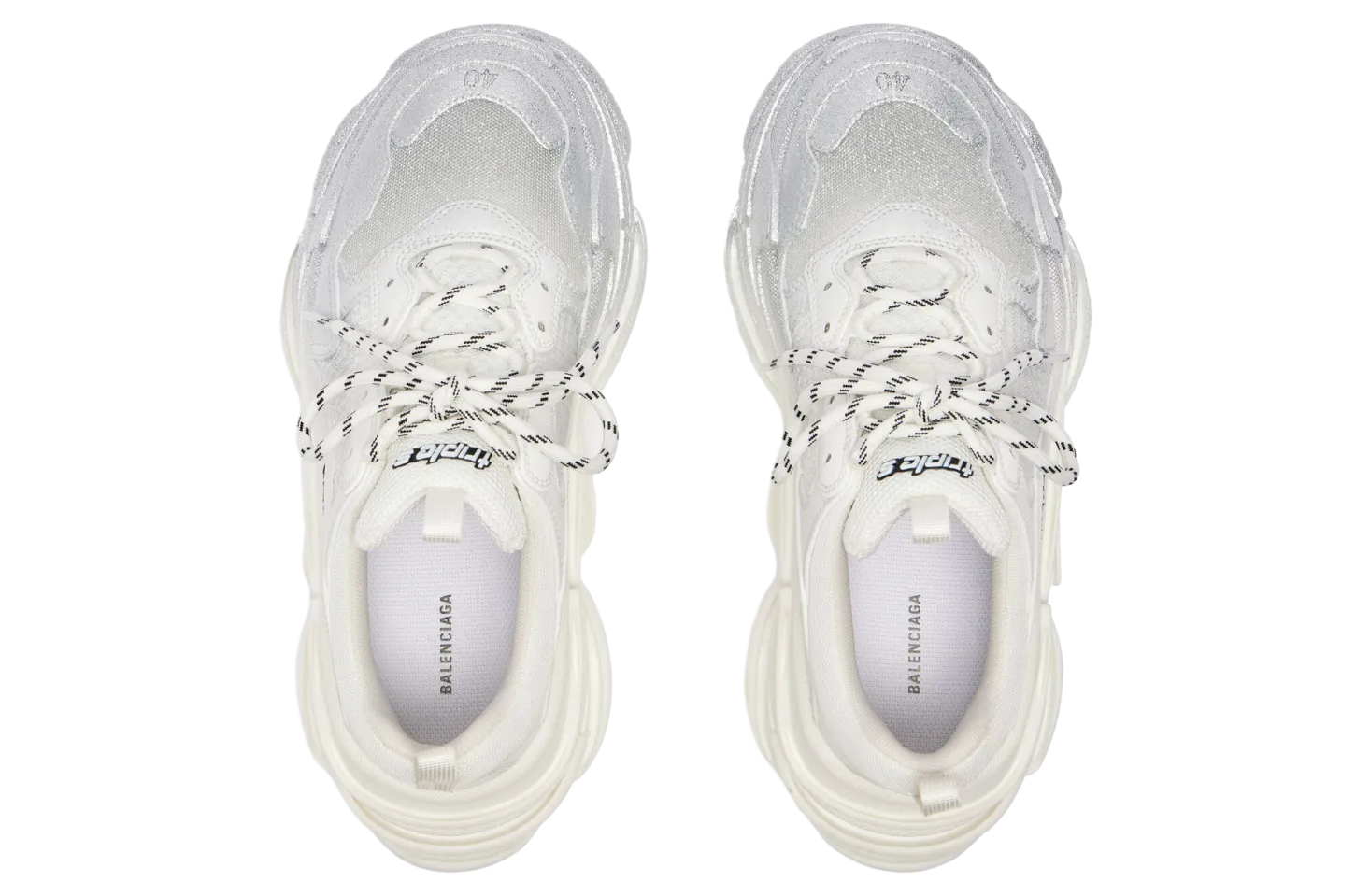 balenciaga triple s glitter spray wmns white silver 4