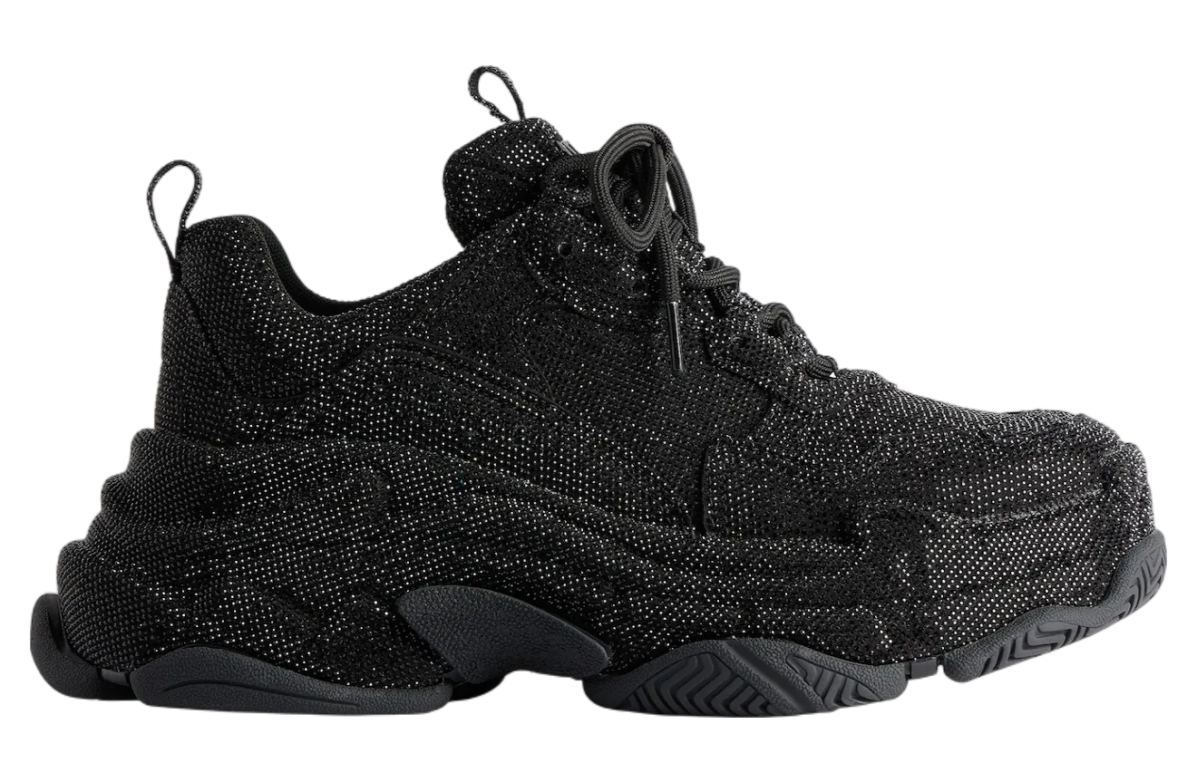balenciaga triple s with rhinestones black