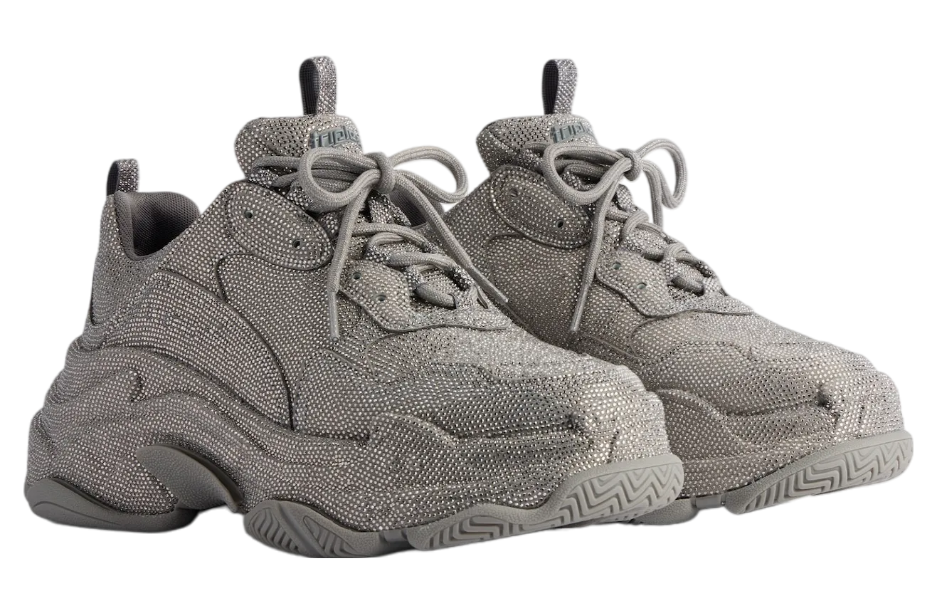 balenciaga triple s with rhinestones wmns dark grey 0