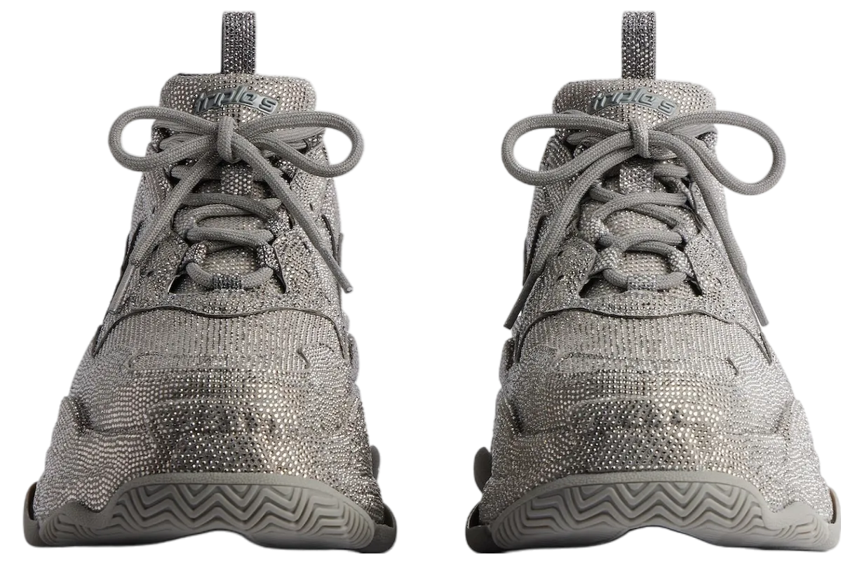 balenciaga triple s with rhinestones wmns dark grey 1