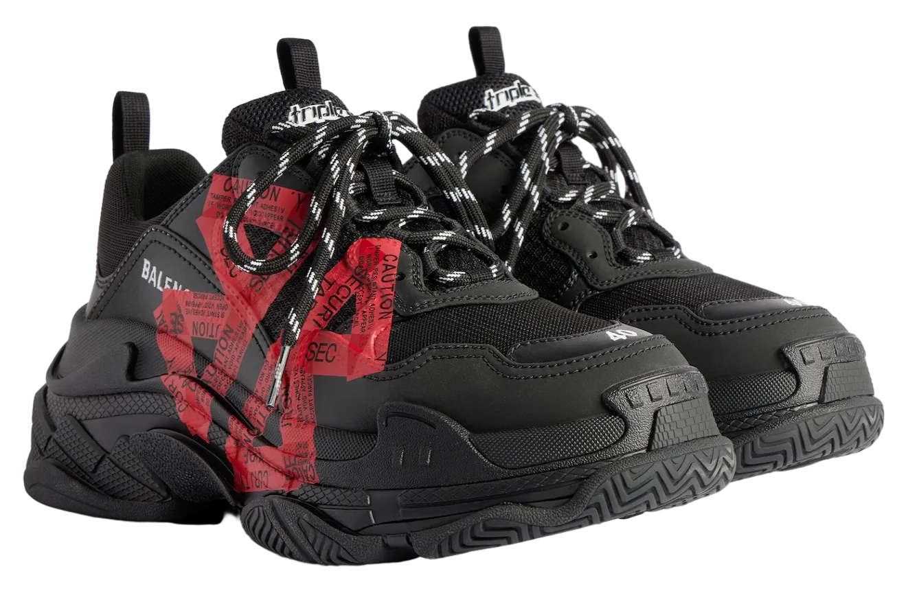 balenciaga triple s wmns black red 0