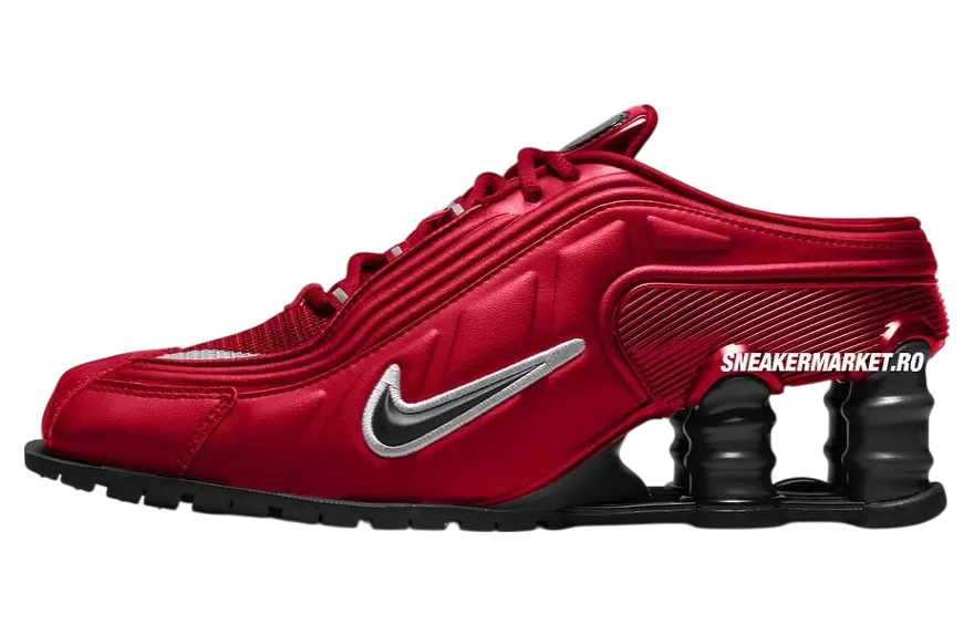 martine rose x nike shox mr4 fire red black