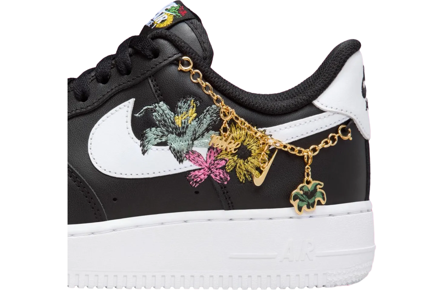 nike air force 1 now flowers black metallic gold 6