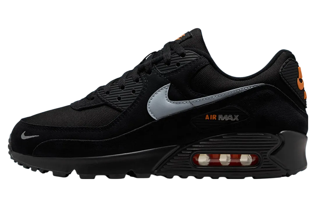 nike air max 90 black metallic total orange