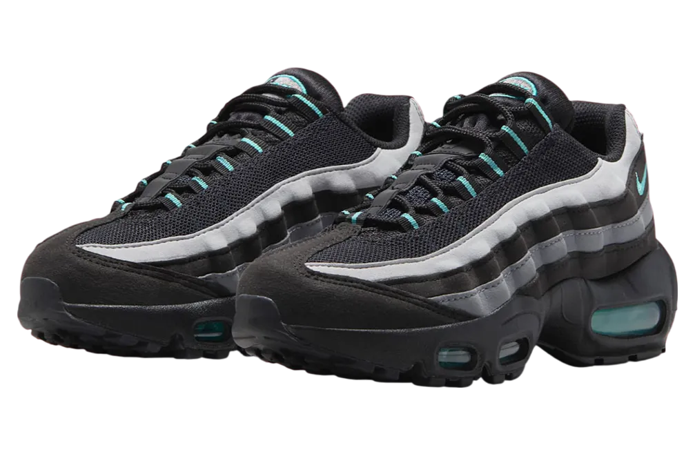 nike air max 95 gs black grey aurora green 0
