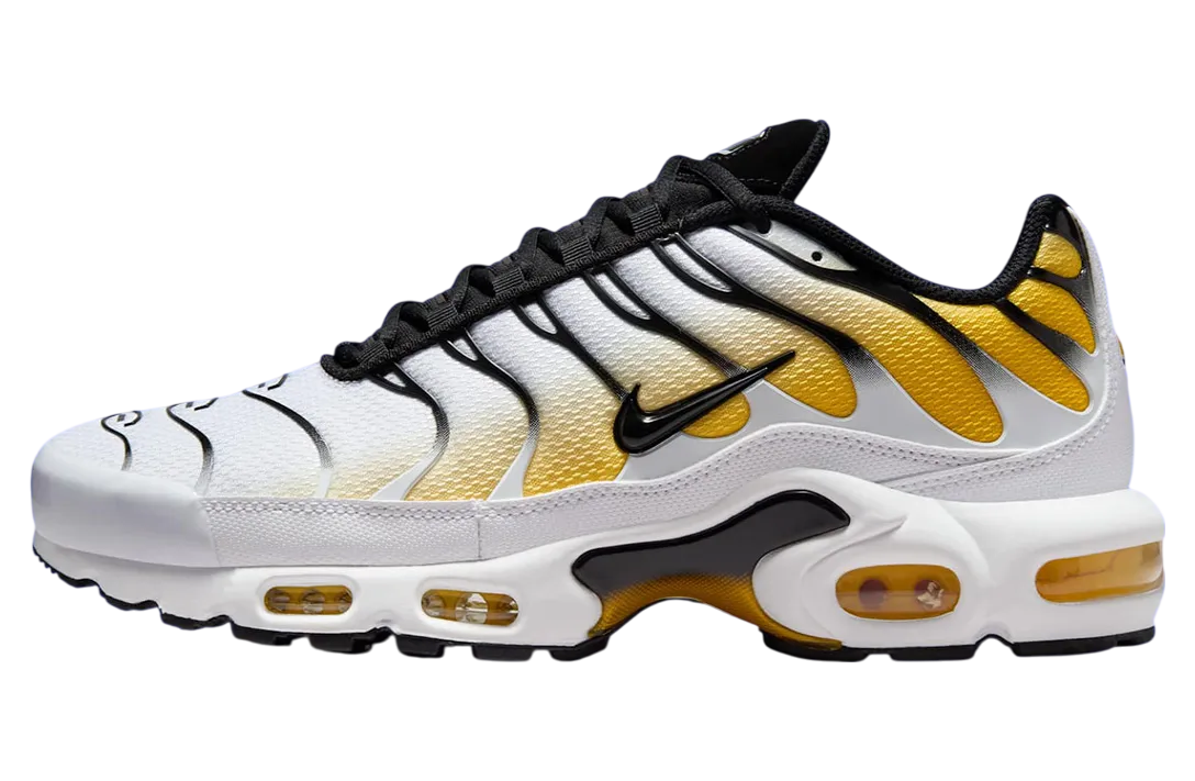nike air max plus white black yellow
