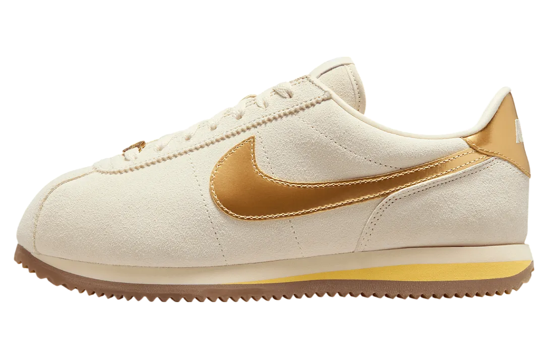 nike cortez sail metallic gold