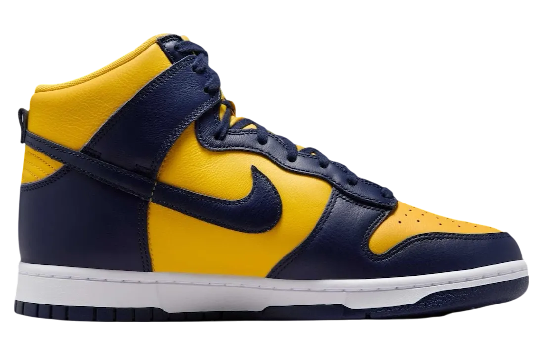 nike dunk high michigan midnight navy varsity maize 0