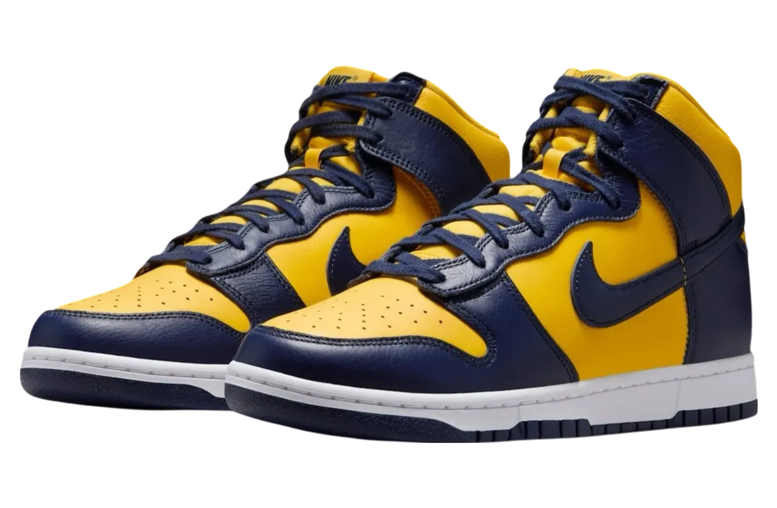 nike dunk high michigan midnight navy varsity maize 1